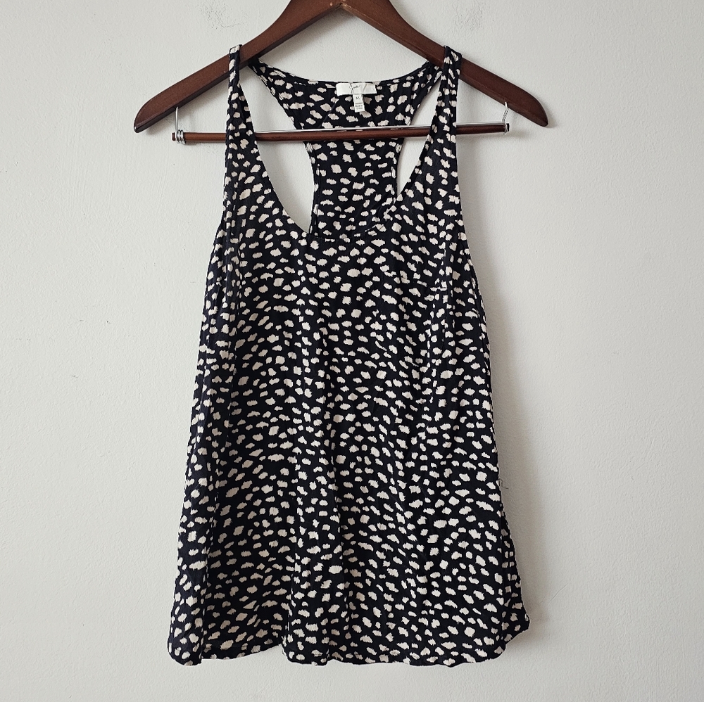 Joie navy and Cream Patterned Top